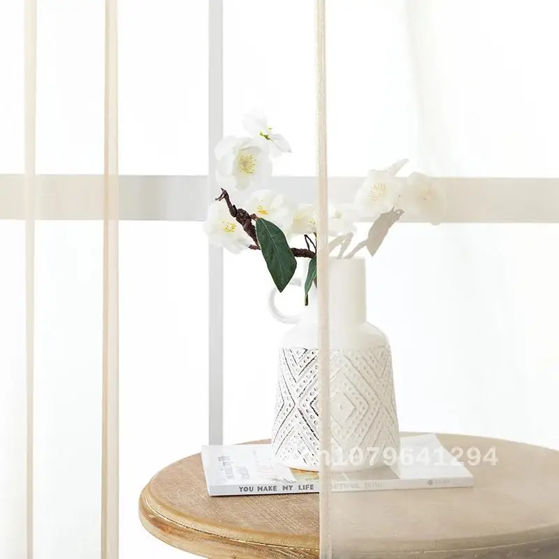 

Solid Sheer Beige Luxurious Tulle Curtains for Modern Living Room Bedroom Decoration, Chiffon Window Voile Kitchen Curtain
