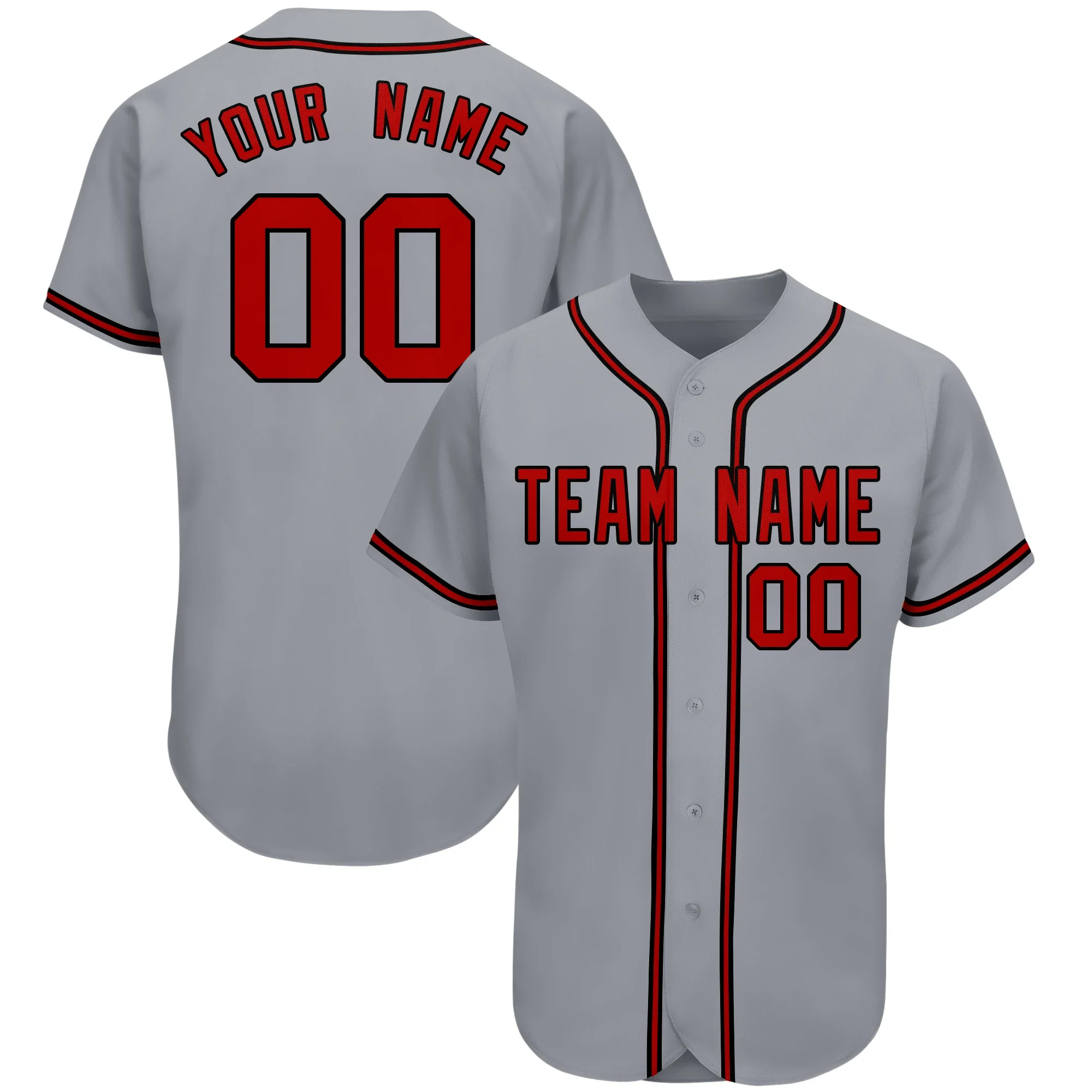 

Popular Custom Baseball Jersey Personalized Print Team Name,Number Breathable V-neck Streetshirts Button-down for Male