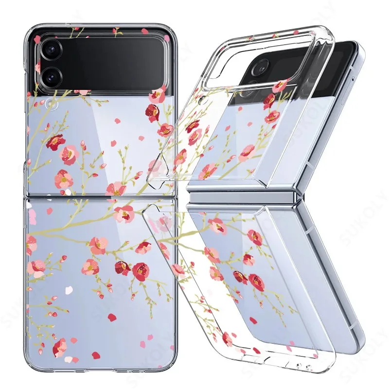 Flower Pattern Shockproof Transparent Folding Phone Case