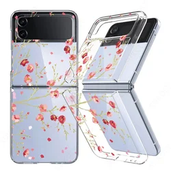 Flower Pattern Shockproof Transparent Folding Phone Case for Samsung Z Flip8 (A096 Peach Blossom)