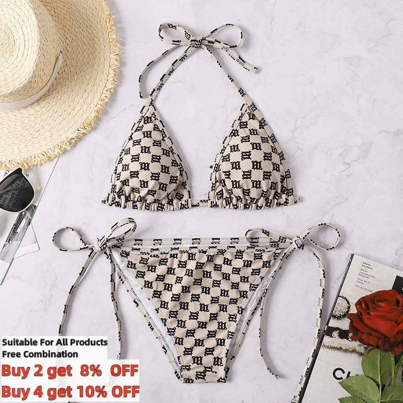 Sexy arrière aught fermeture Bikini ensemble été maillot de bain S-L deux pièces maillots de bain lanière Beachwear