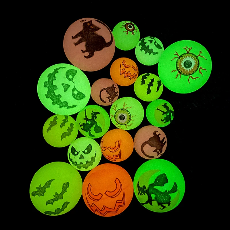 6PCS Halloween Glow In The Dark Bouncing Balls Festival Theme Designs Luminous Bouncy Balls For Halloween Party Favor Supplies