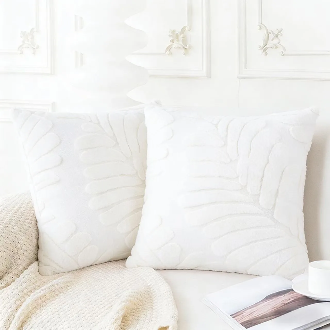 Set of 2 Ultra-Soft Plush Throw Pillow Covers