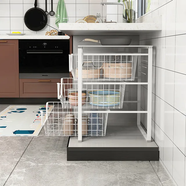 ตะกร้าแบบดึงออกสำหรับห้องครัว, ตะกร้าใส่ชามในตู้, ตะกร้าใส่จานแบบลิ้นชัก, ตะกร้าใส่เครื่องปรุง, ตู้เหล็กดัดมุมคู่, ลิ้นชัก 3