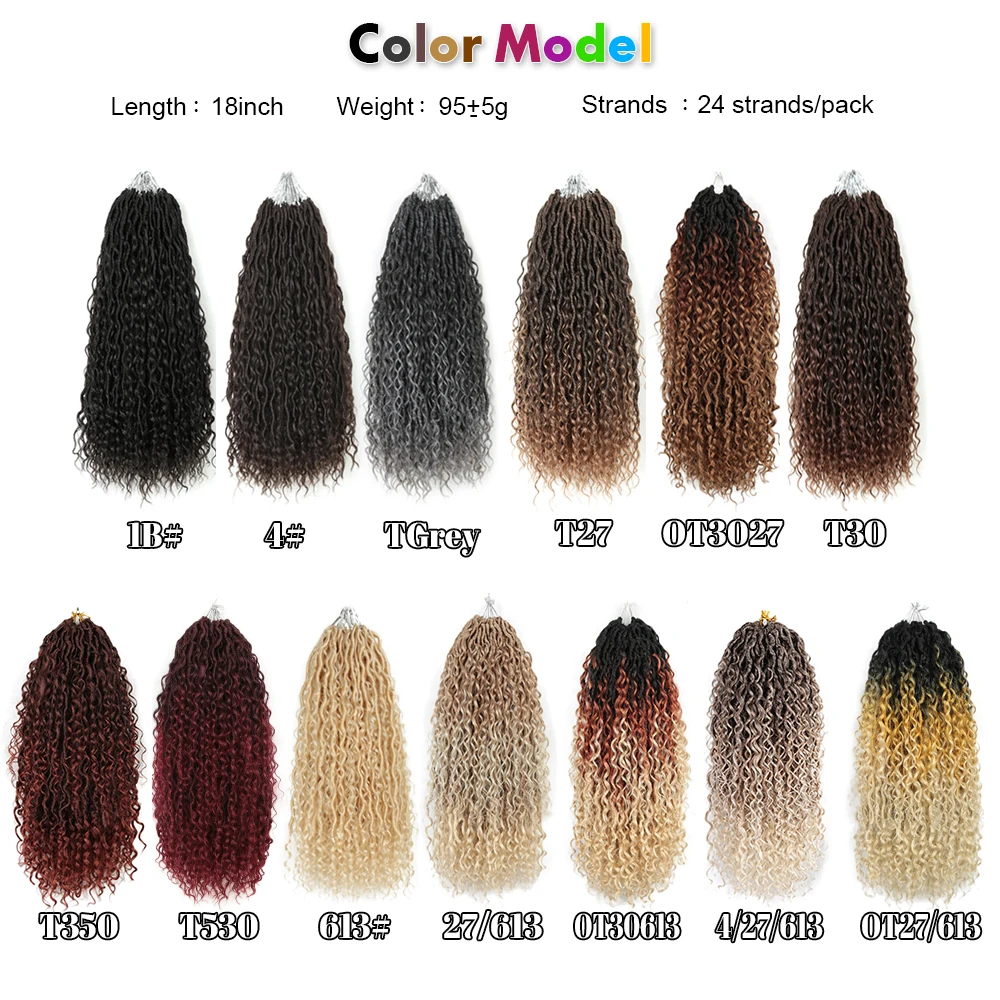 Alibaby Goddess Locs Synthetic Crochet Hair for Braids Ombre Braiding Hair Extension River Faux Locs With Curly Hair 6