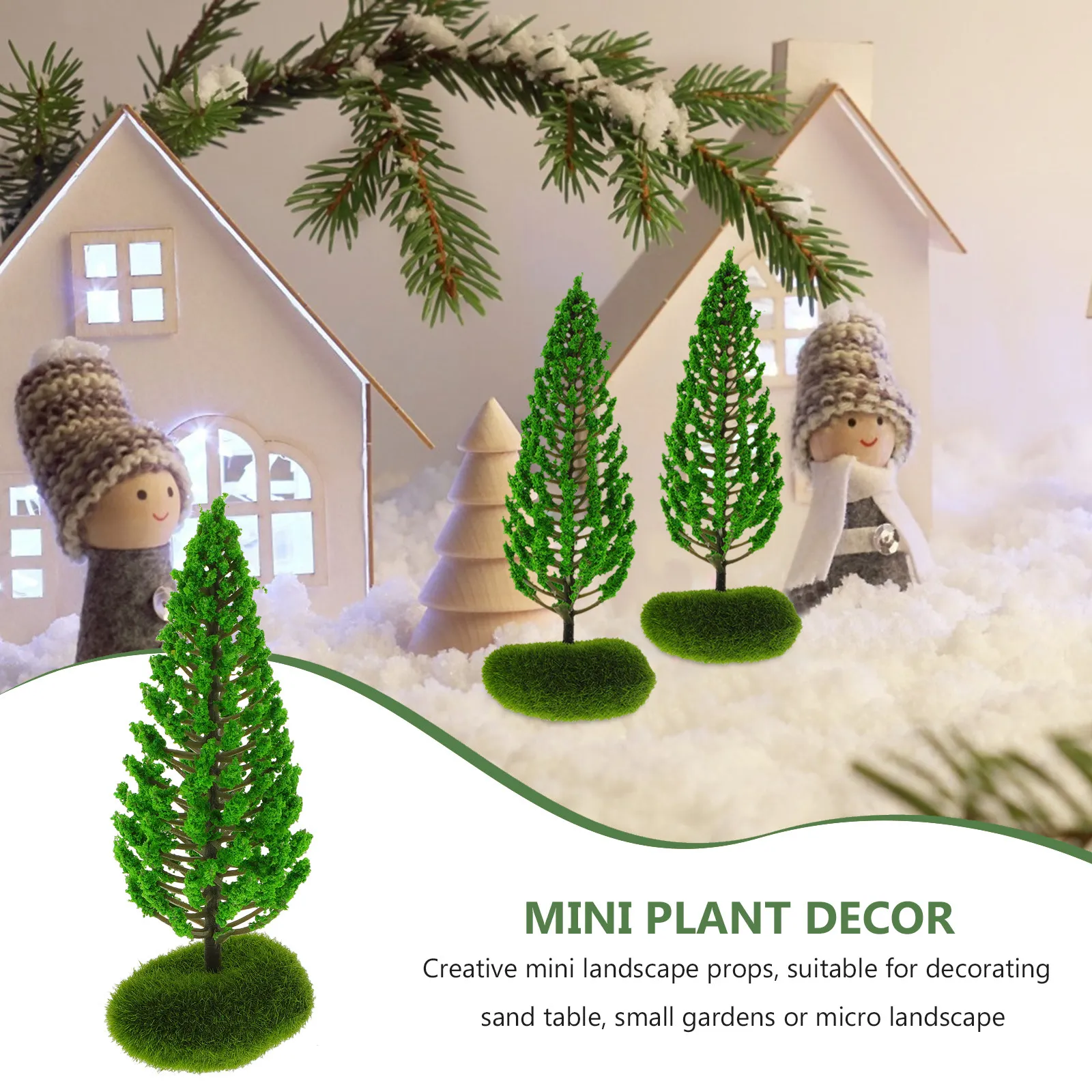 2Pcs 실물 같은 미니어처 거리 나무 모델 플라스틱 시뮬레이션 녹색 풍경 장식 모래 테이블 DIY 마이크로 풍경 디오라마