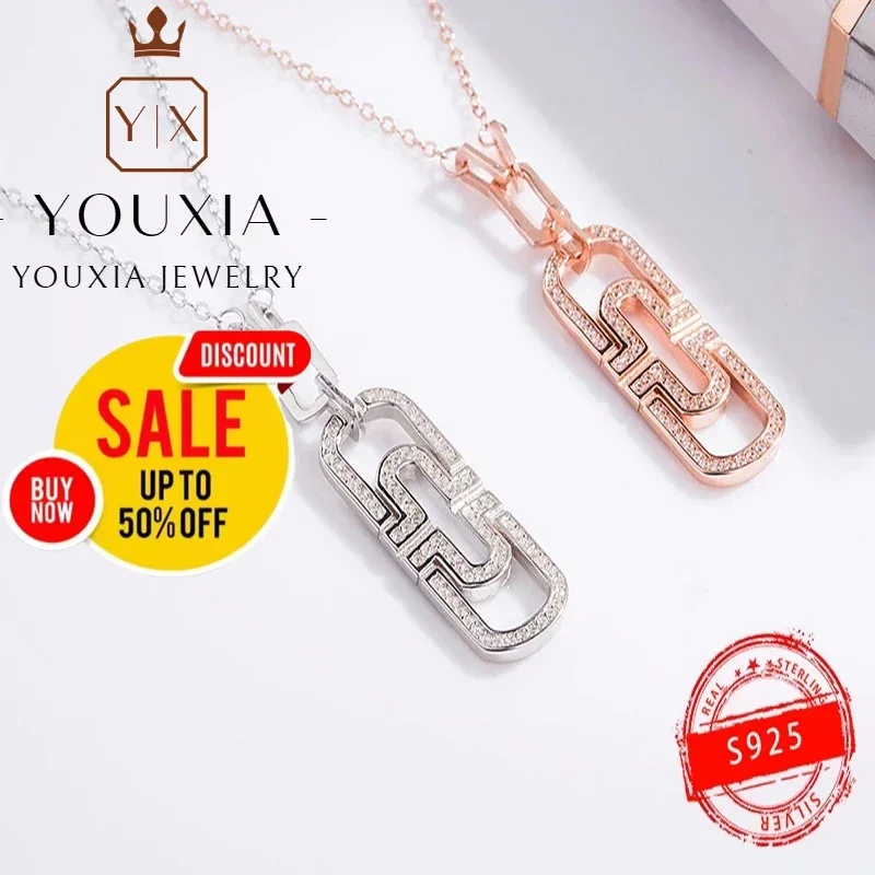 1:1 Hot selling European and American s925 Silver simple design party fashion diamond Necklace Luxury Jewelry necklace for women