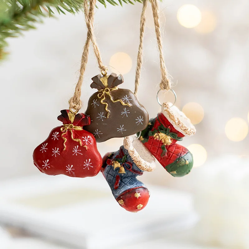 4 Pack Mini Resin Christmas Ornaments Small Xmas Miniature Hanging Tiny  Christmas Figurines Pendant Decoration for Party Decor - AliExpress