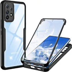 360° Full Body Transparent Screen Protector Case - Universal Phone Cover - A04S (Black)