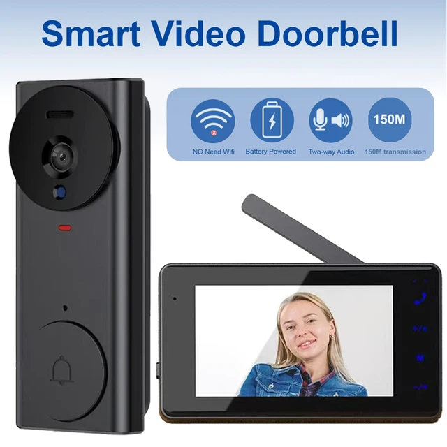 Intelligent Video Doorbell | 480P Display | Dual Audio | No WiFi Needed | Easy Button Control | Rechargeable Lithium Battery | I 2