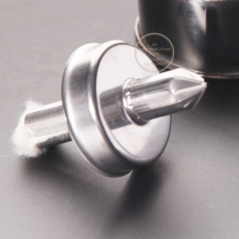 1pcs Stainless Steel Alcohol Lamp Thickened 304 Explosion-proof and Leak-proof Alcohol Lamp Laboratory with Wick