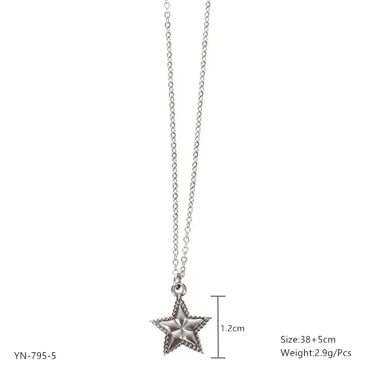 Metall 304 Edelstahl Schmuck Frauen Charme Klassische Schöne Anhänger Sun Lock Fünfeckigen Stern Liebe Herz Schlüsselbein Kurze Halskette – Detail 16