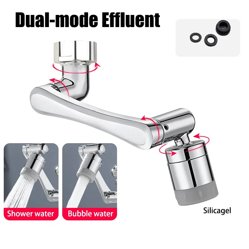 1080° Rotatable Extension Faucet Sprayer Head Water Tap Nozzle Universal Bathroom Tap Extend Adapter Aerator 2 Spray Modes 6