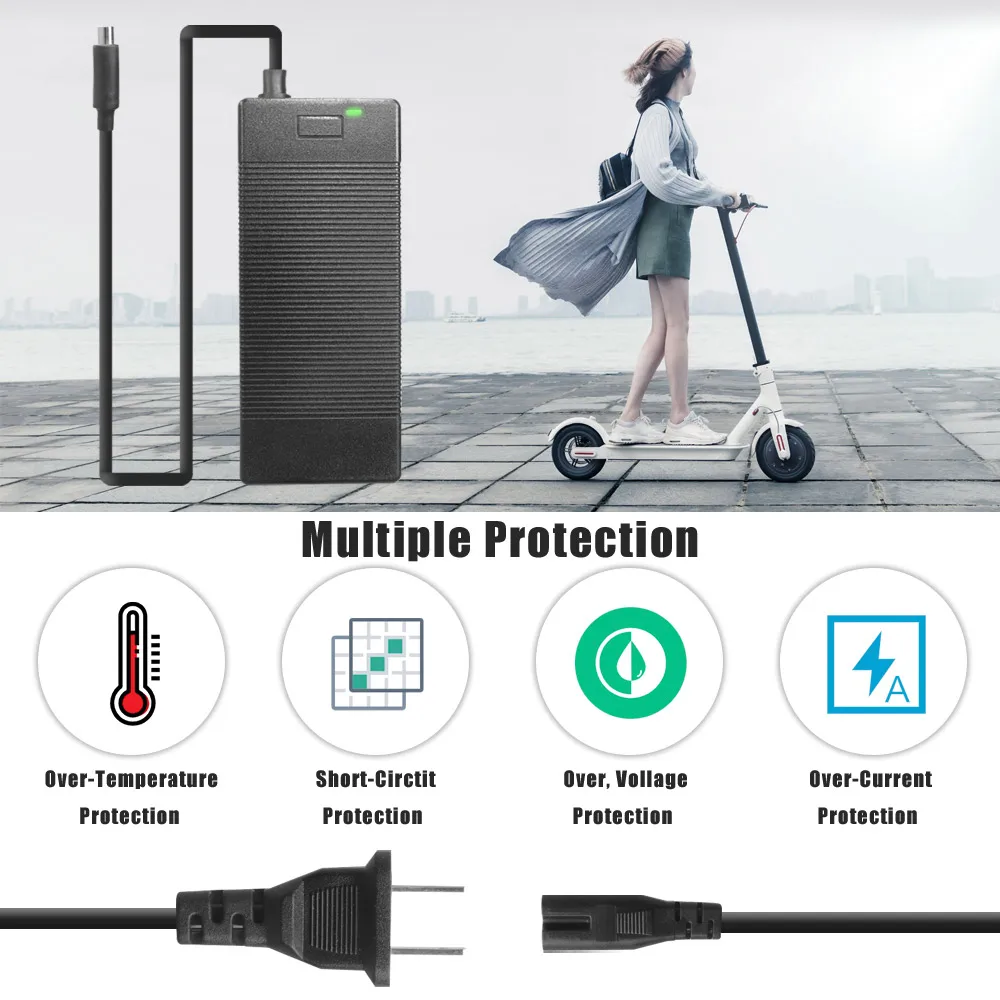 For Segway Ninebot MAX G30 G30D/LP/LE Electric Scooter Battery Charge Cable  EU Plug Charging Line Accessories Fast Shipping