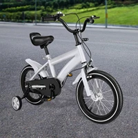 Vélo pour enfants avec roues d'entraînement de sécurité, pneus en caoutchouc de 14 pouces, siège en PU réglable, protection de chaîne, blanc 5
