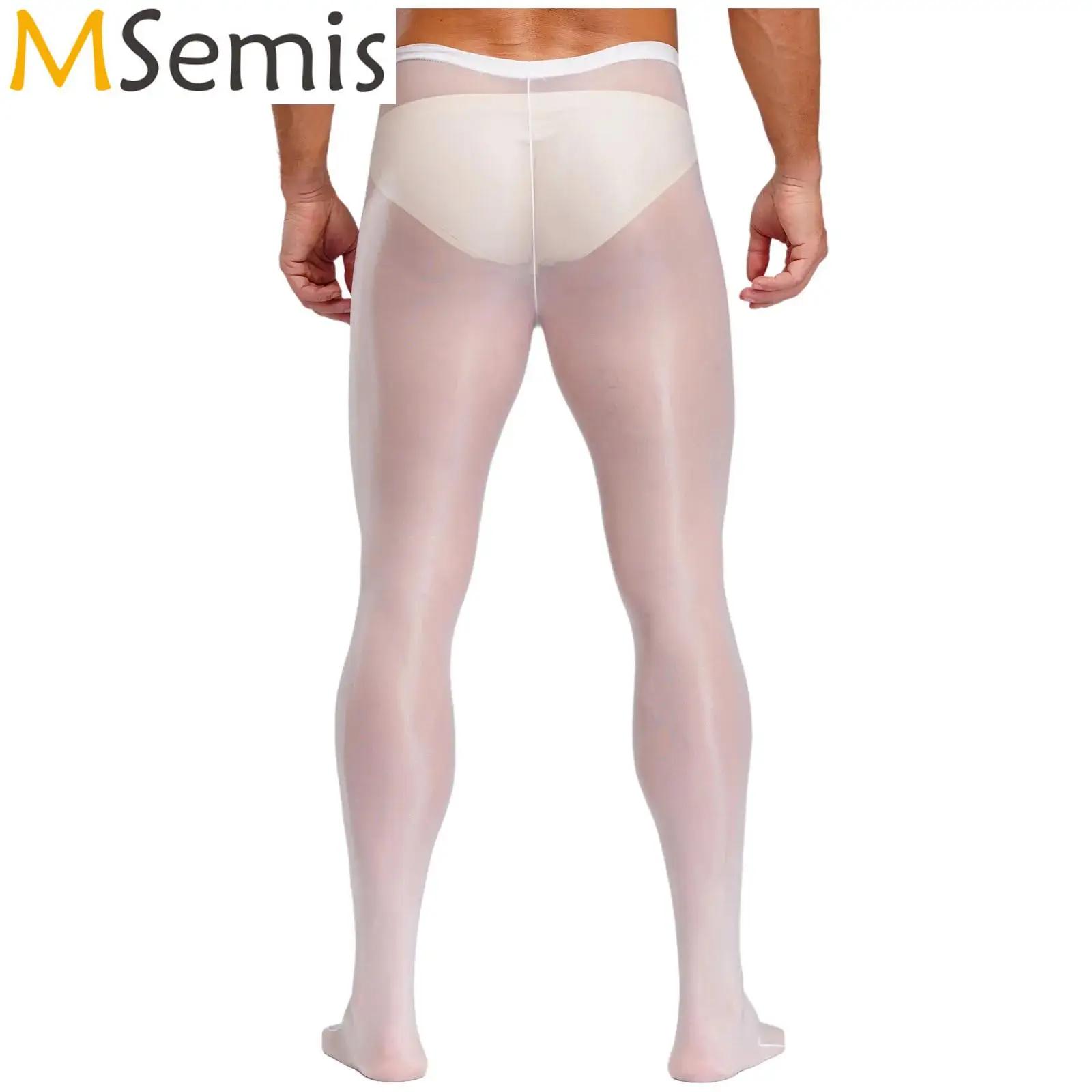 Bulge Pouch Opening Footed Tights Stockings for Gay Men Lingerie Tights Sheer Stocking Silky Underwear Pants Unitard Pantyhose
