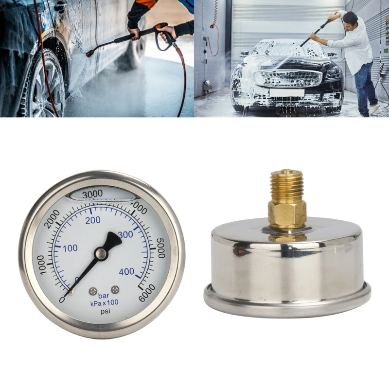 High Stability Pressure Washer Gauges 6000psi Quick  Pressure Gauges with N14x1.5 Thread used for Power Washer 69HF