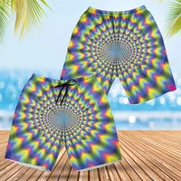 Optical Illusion 3D Print Short Pants For Men Personalized Abstract Iridescentn Male Beach Shorts Psychedelic Infinite Trunks 1