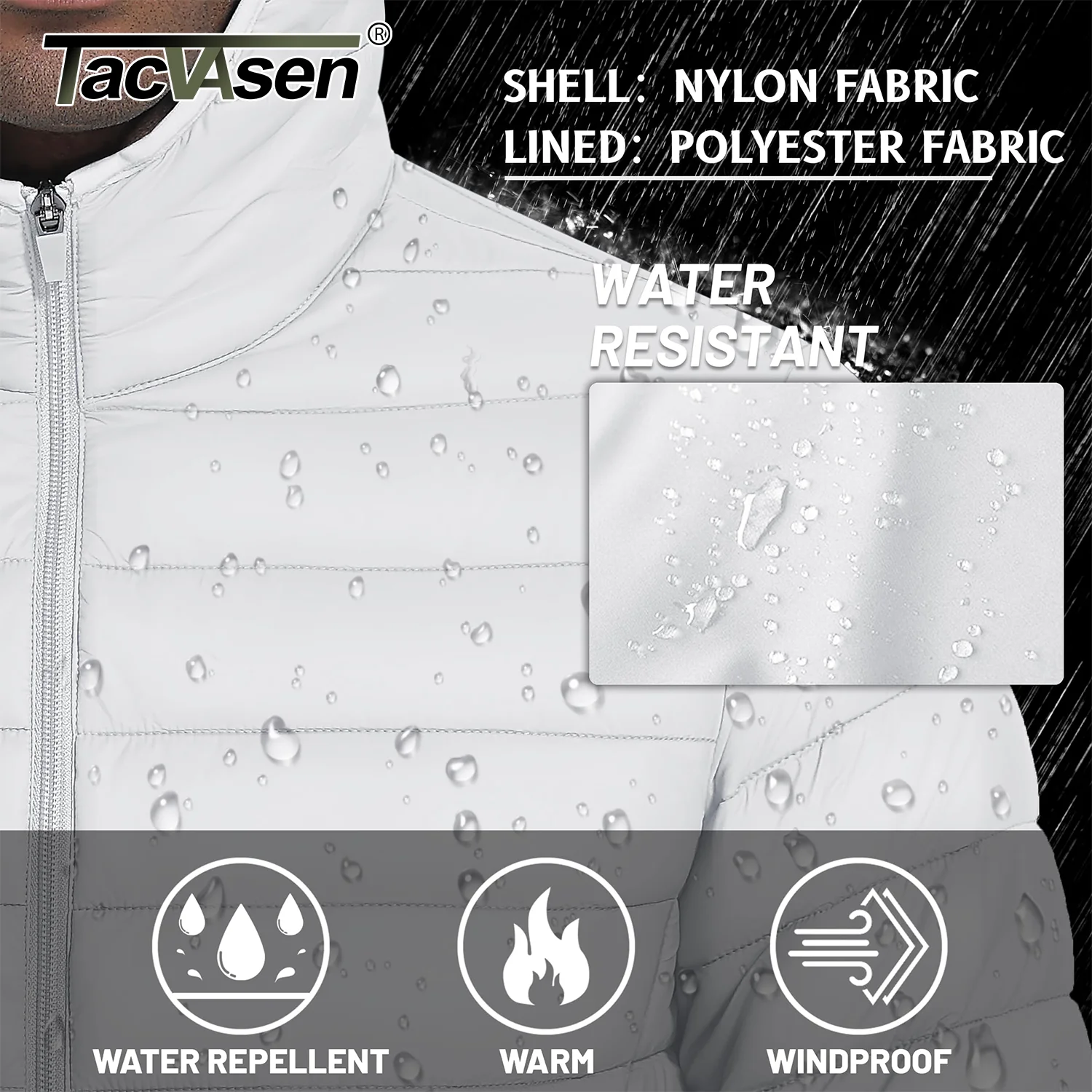 Mens Lightweight Puffer Jackets TACVASEN Water-Repellent Hooded Quilted Jacket Insulated Jacket Padded Coat Male Windbreaker puffer jacket