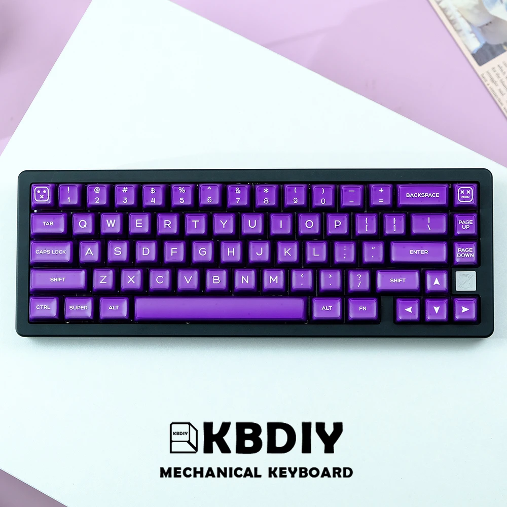 KBDiy PYGA Keycap Purple Black Translucent Keycaps ABS Double Shot SA Profile Mechanical Keyboard DIY Fit Alice layout GMK67