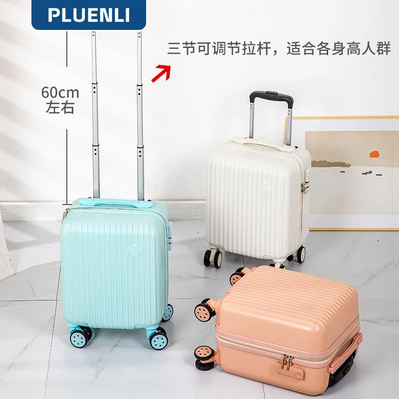 

PLUENLI New Candy Color Boarding Bag Mini Luggage Women's Universal Wheel Password Suitcase Men's Suitcase