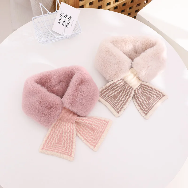 Winter Soft Plush Baby Girl Scarf Fashion Soft Faux Rabbit Fur Collar Scarf Children Neck Warmer Kids Scarves Girl Muffler Gifts
