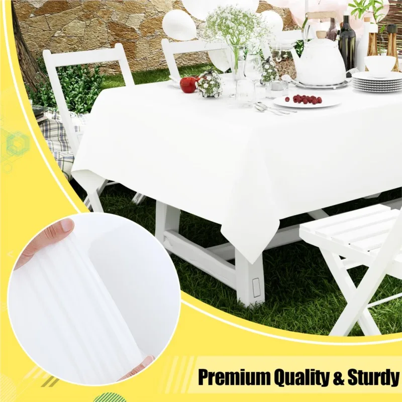 Homaxy New Disposable Waterproof Table Cloths Decorative Plastic Rectangle Tablecloths for Parties Leakproof Sturdy Table Covers 2