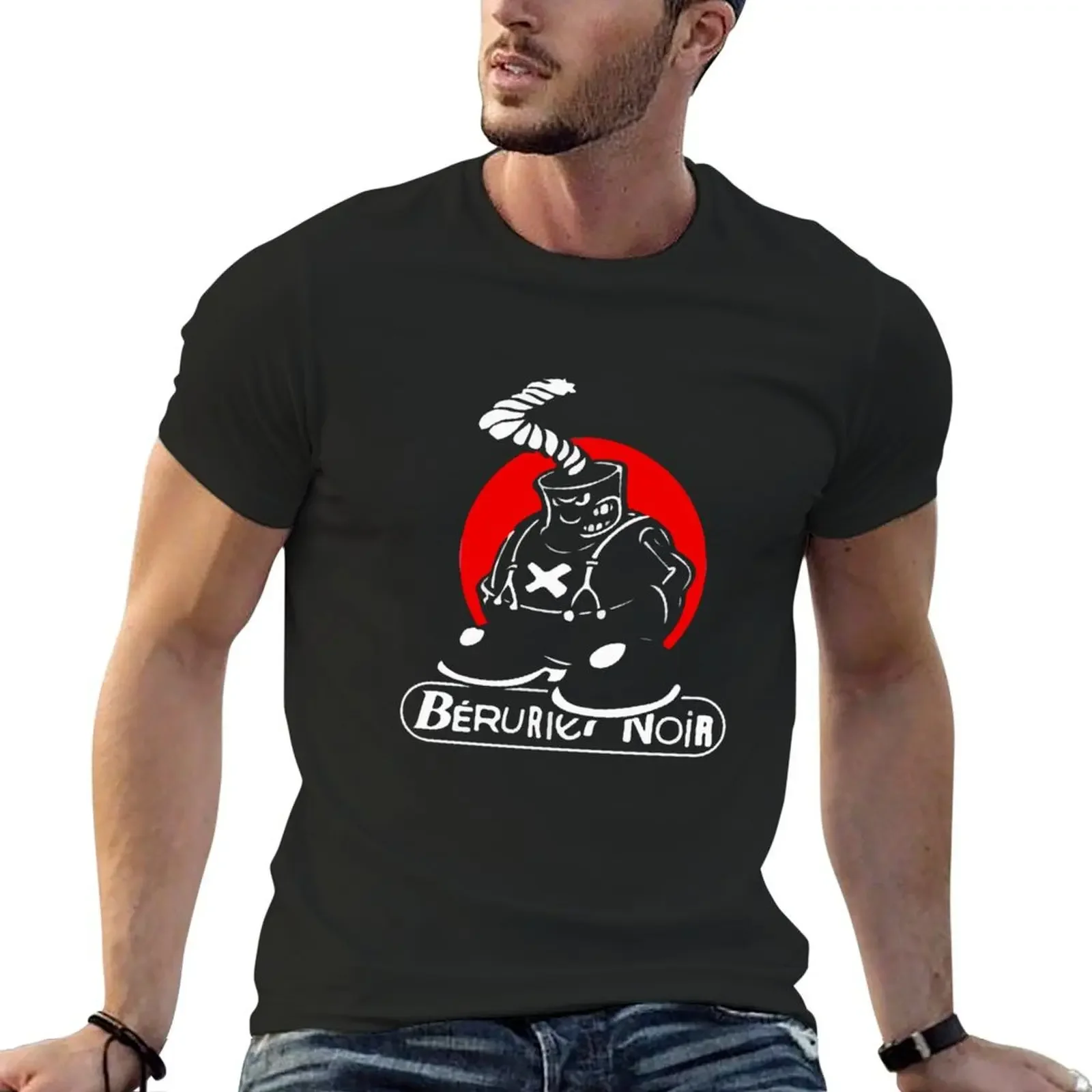 T-shirt Homme Crude – Noir, Imprimé Graphique, Coton, Taille M, Bon état