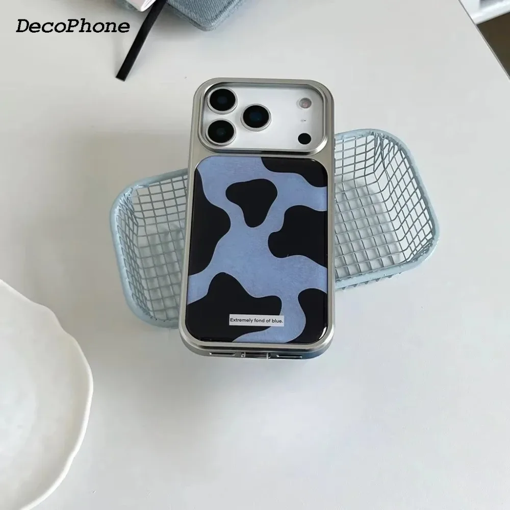 Retro Color Collision Pattern Electroplated Resin Black Phone Case Cover