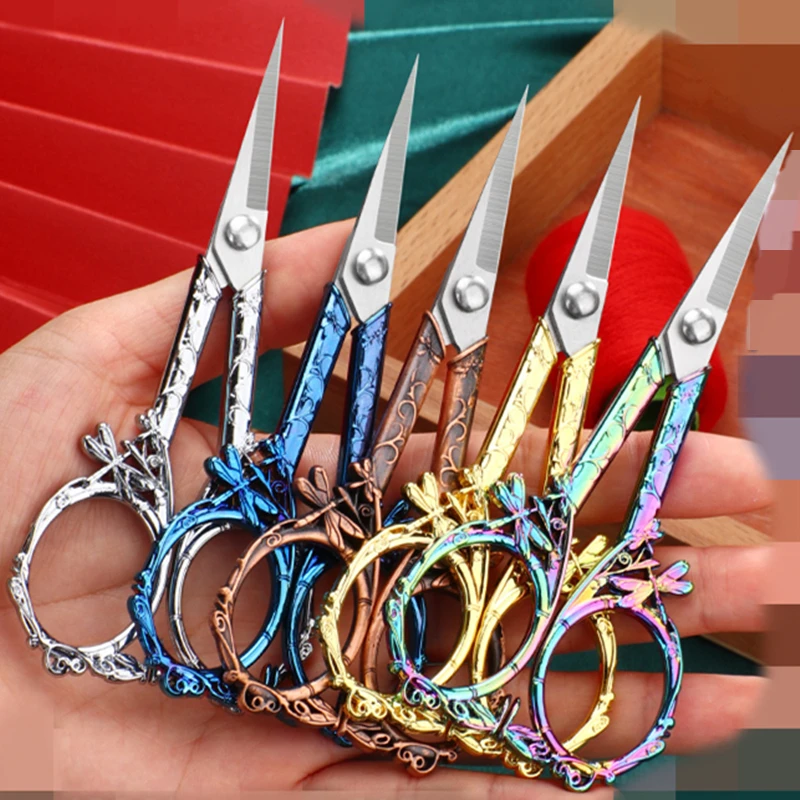 1Pcs Stainless Steel Sewing Scissor Dragonfly Vintage Scissors Fabric Cutting Cross-stitch Embroidery Retro Zakka Tailor Thread