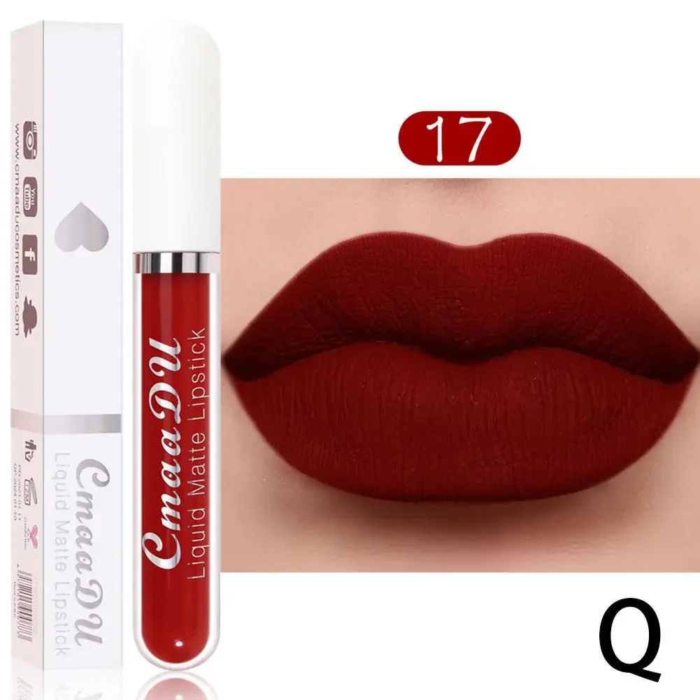 thumbnail image 1 of 18 Colors Matte Lip Gloss Waterproof Long Lasting NudeVelvet Liquid Lipsticks Non Sticky Cup Sexy Red Lip Tint Makeup Cosmetics, 1 of 5