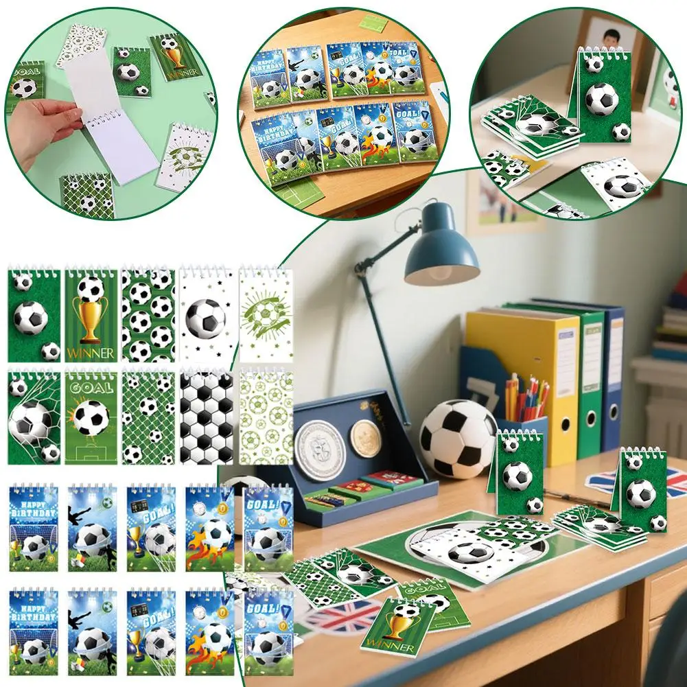 10Pcs 축구 미니 포켓 노트 어린이 소년 생일 파티 선물 문구 소책자 메모장 학교 일기 사무실 메모 패드