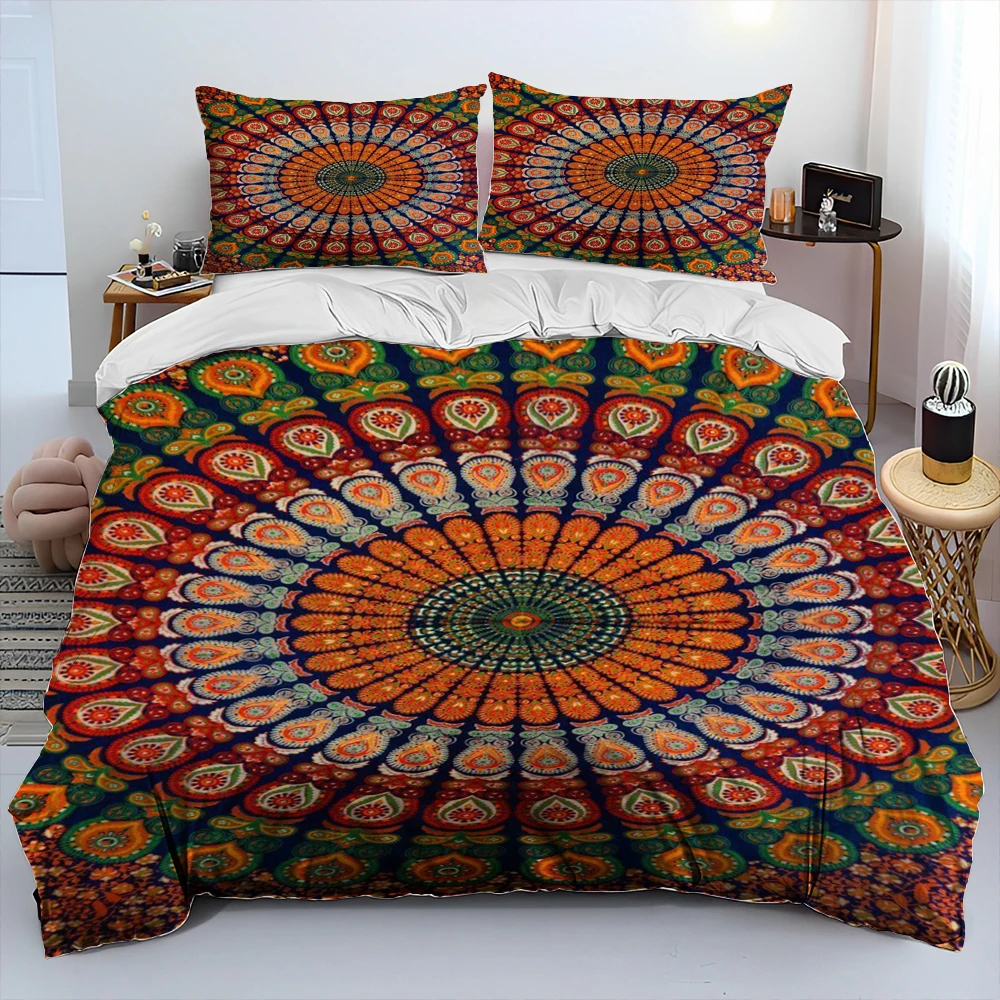 

Bohemia Mandala Flower Comforter Bedding Set,Duvet Cover Bed Set Quilt Cover Pillowcase,King Queen Size Bedding Set Adult Kid