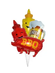 BBQ - Themed Party Balloons - Festive Foil Balloons for Picnics, Cookouts, Birthdays, and Baby Showers (4 Pcs)