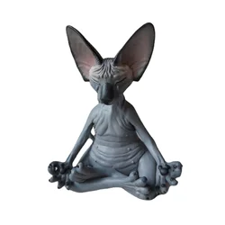 Whimsical Buddha Sphinx Cat Art Deco Outdoor Sculpture (C)