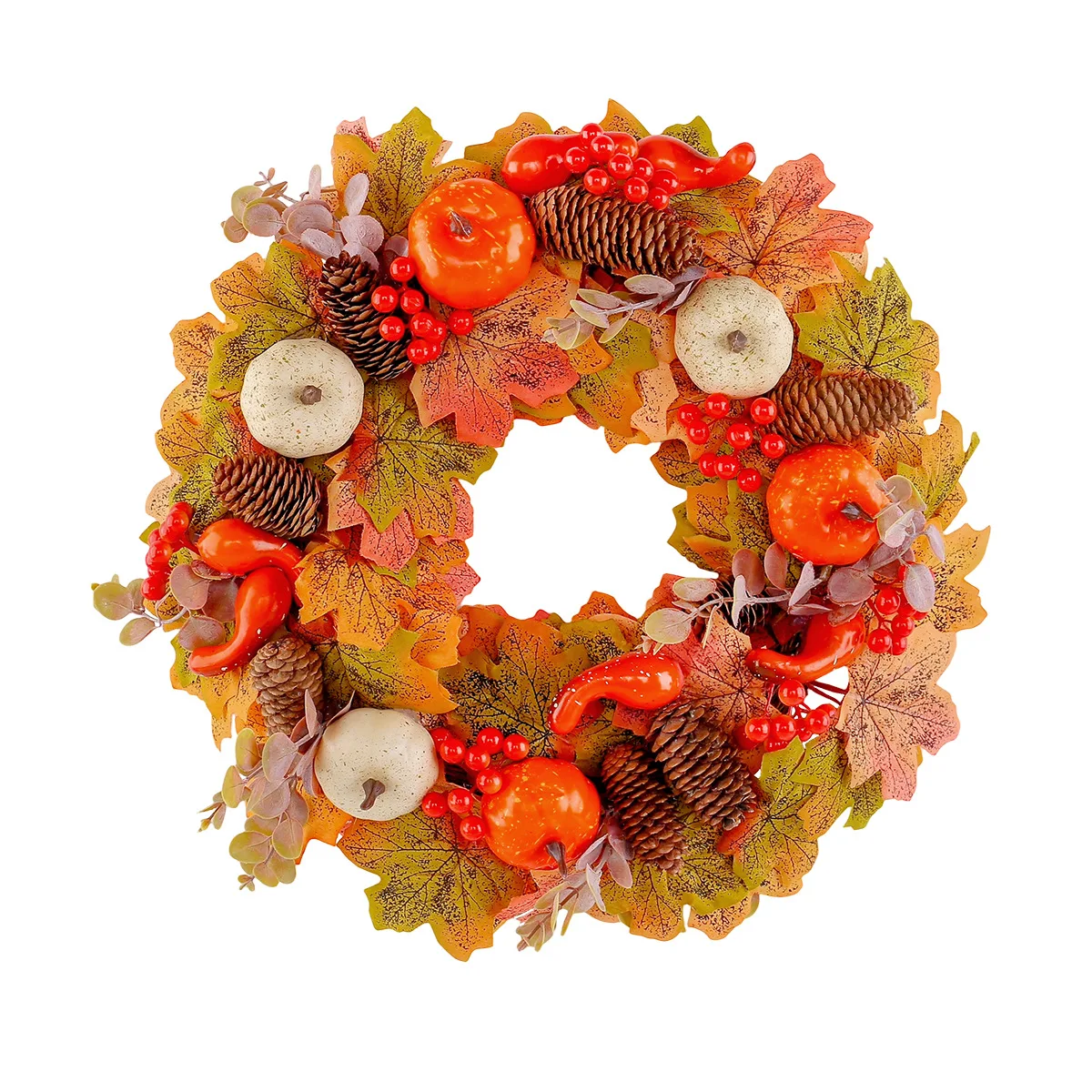 Fall Pumpkin & Pinecone Wreath 6
