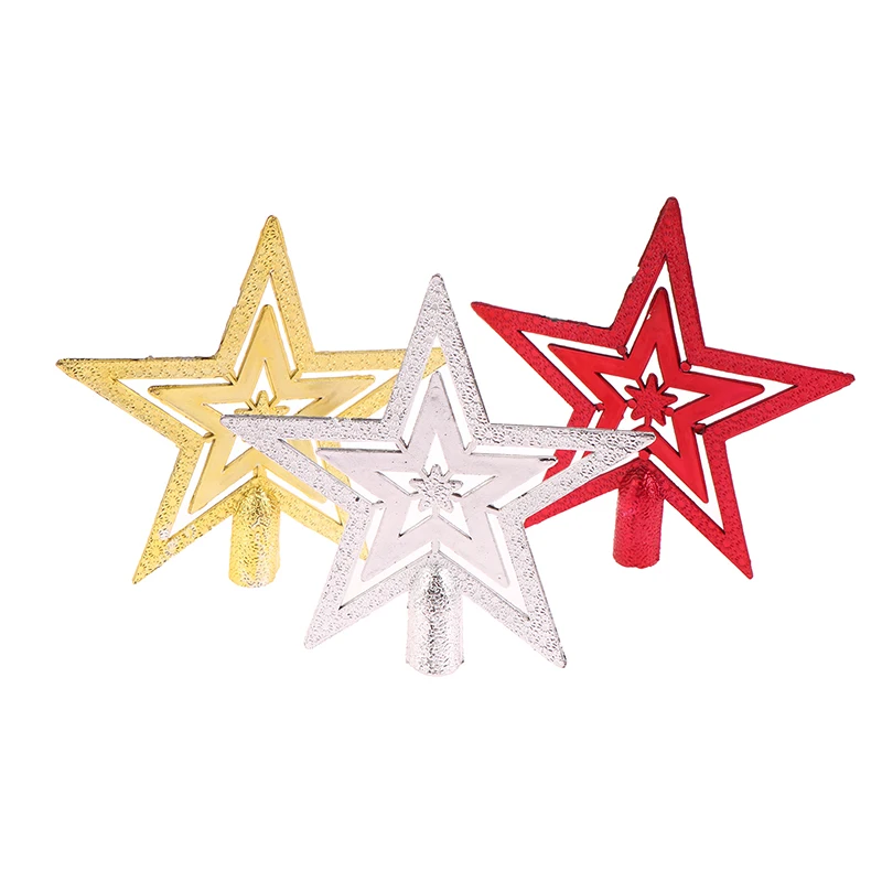 

Украшения для новогодней елки, украшение для елки с золотыми и серебряными пятиконечными звездами, подвесное украшение