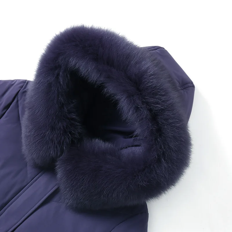 Real Fox Fur Collar White Duck Down Down Jacket Women's Middle Long 2021 New Winter Clothes Middle-aged and Old People Loose Yrf