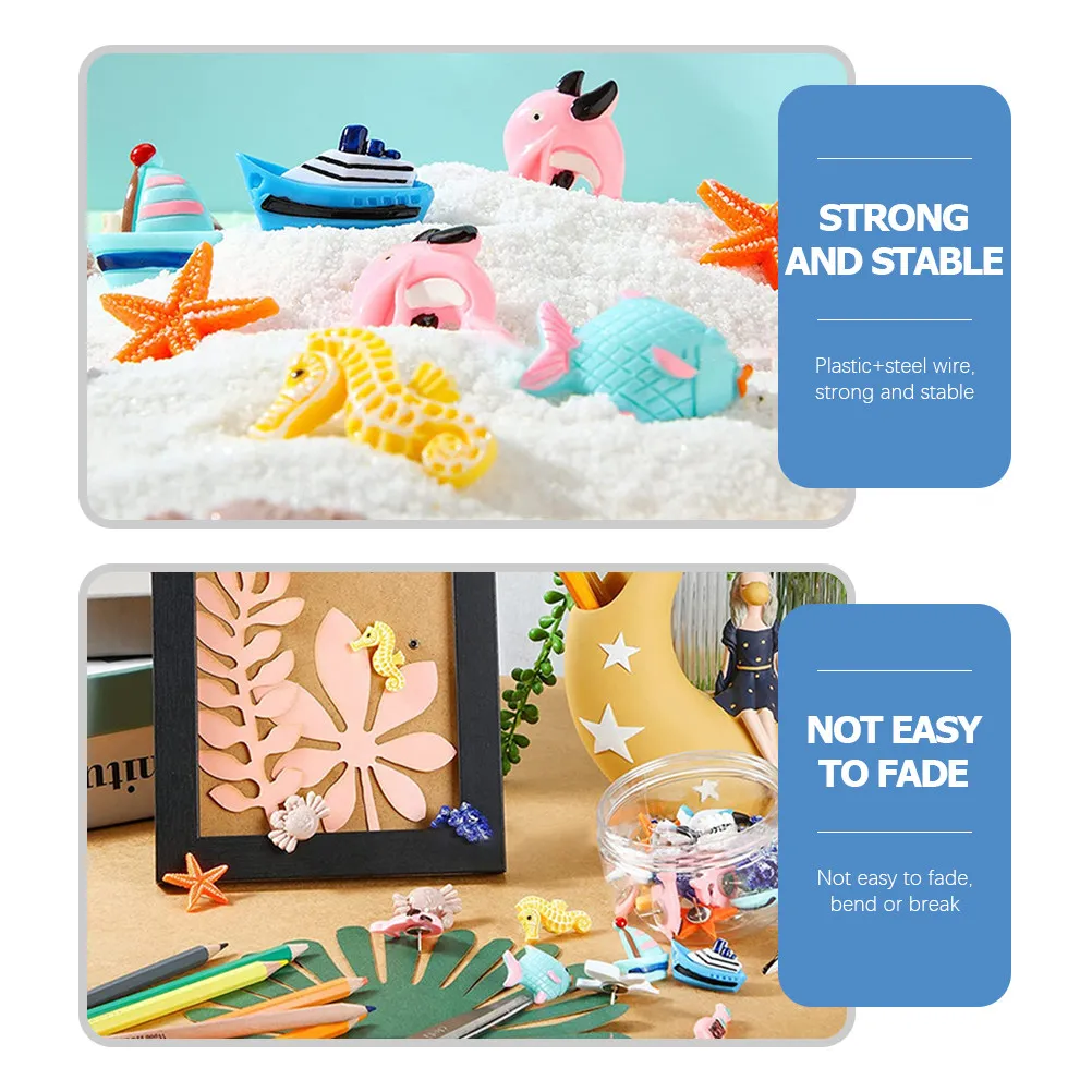 36Pcs 바다 테마 푸시 핀 다기능 압정 지도 그리기 종이 고정 공예 활동 지리 교육 장