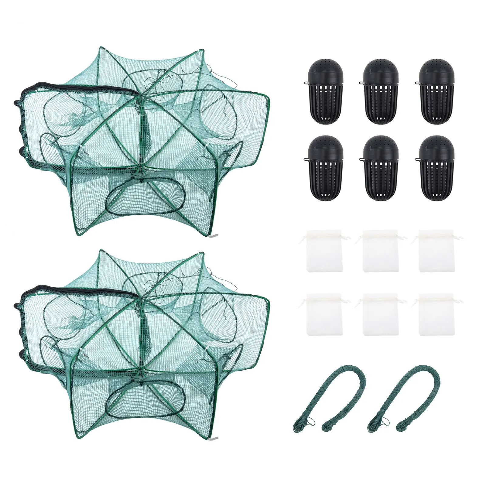 Goture 6 Hole Portable Automatic Hand Fishing Net Hexagon Fish Network Casting Nets Crayfish Shrimp Catcher Trap Cage Mesh Tool