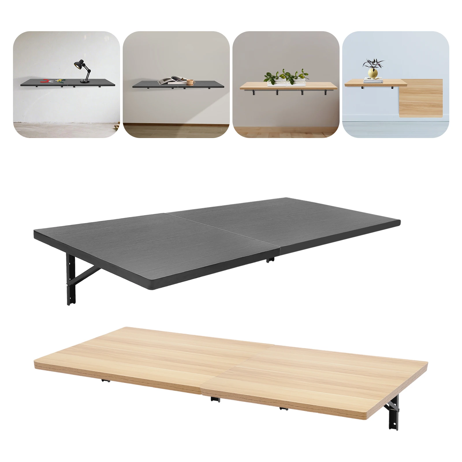 2PCS Wall Mounted Workbench Foldable 500LBS Load Wood-Steel Table for ...