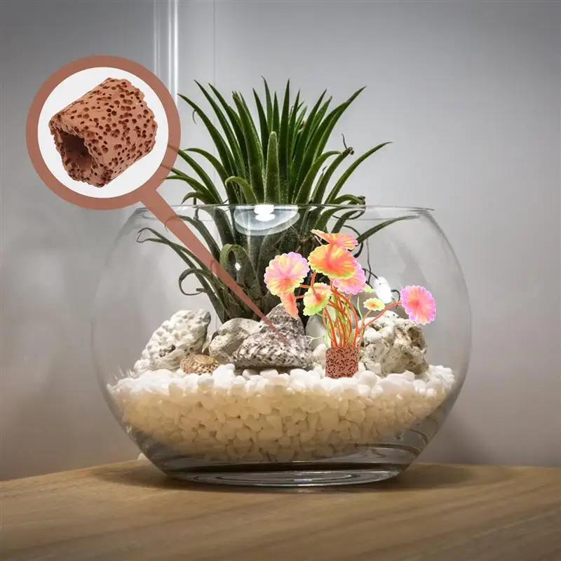 Aquarium Ceramic Holder For Plants Weights Pot Aquatic Filter Fish Tank Media Aquarium Breeding Isolation Box Function 10pcs fish tank ornaments,fish tank decorations,aquarium ornaments,mini landscape ornaments,aquarium plant holder