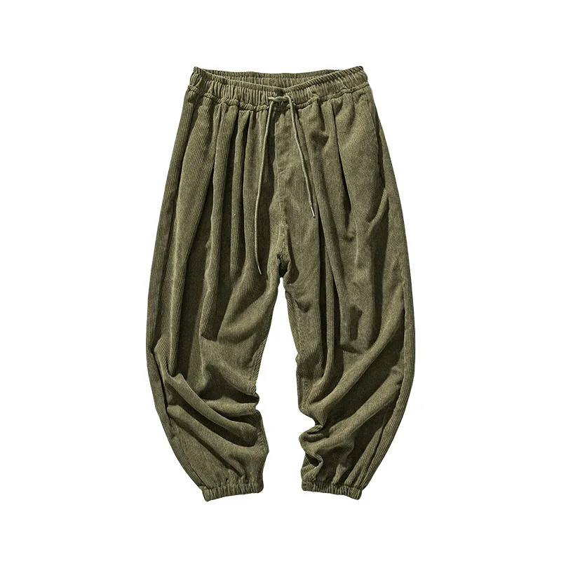 2024 Autumn Winter Men Polar Fleece Pants Men Velvet Retro Harem Pants Male Solid Color Wide Leg Pants Harajuku Jogging Trousers