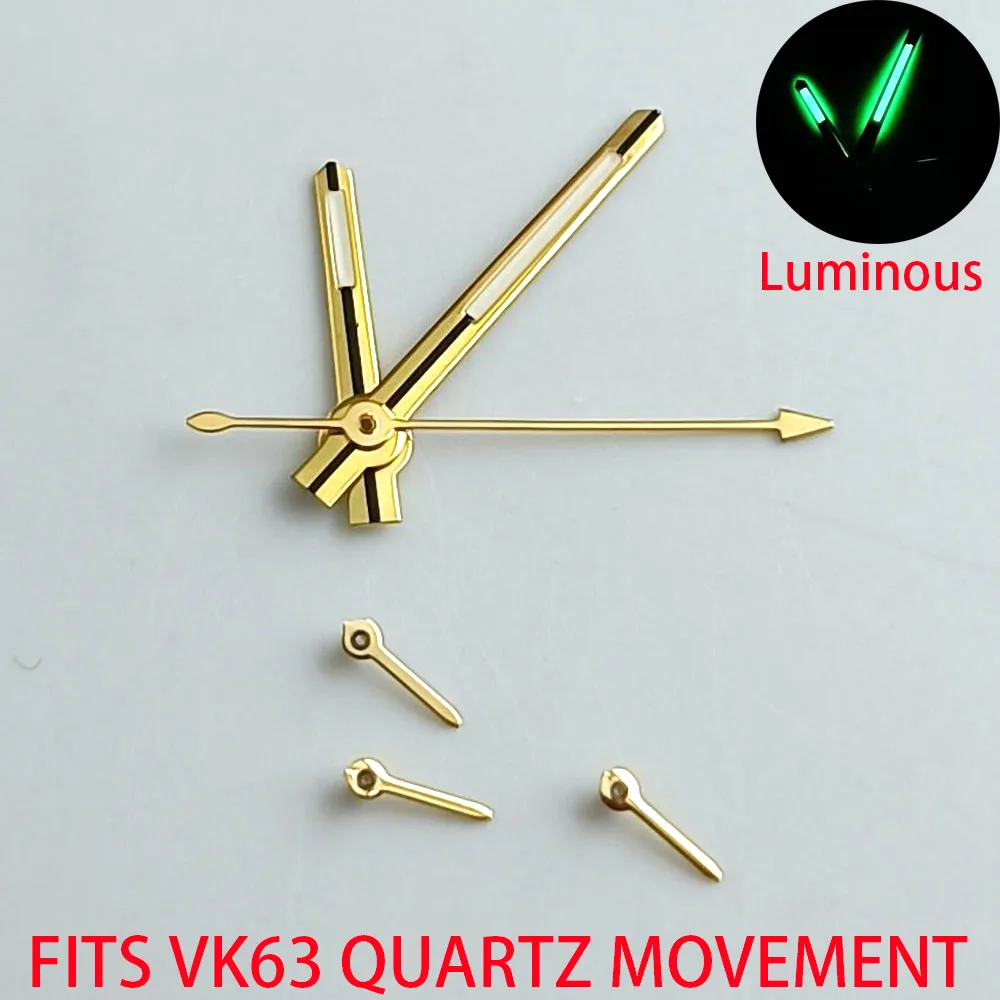Watch Hands Fits VK63 VK63A quartz Movement Hands green luminous watch accessories