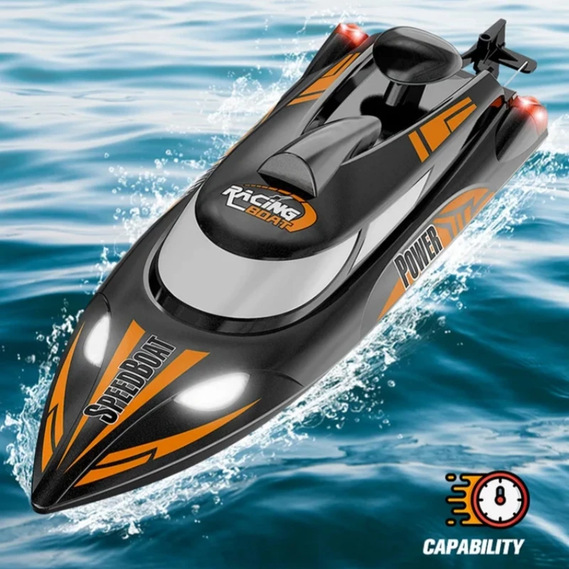 

Rc Speedboat 2.4g High Speed Boat With Night Navigation Lights And Anti-Capsizing Remote Control Outdoor Toys For Children Gifts