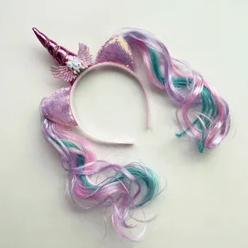 Unicorn Birthday Girl Headband Baby Shower Party Cute Kids Hair Hoop Hairbands Accessories Unicorn Birthday Party Decor Headwear 1