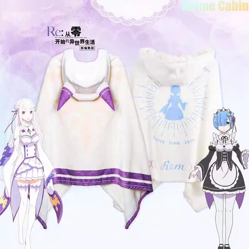 

Re:Zero Emilia Rem Cloak Cape Cosplay Air Conditioning Blanket Same Anime Style Highly Restored Cos Clothing Warm Co Branding