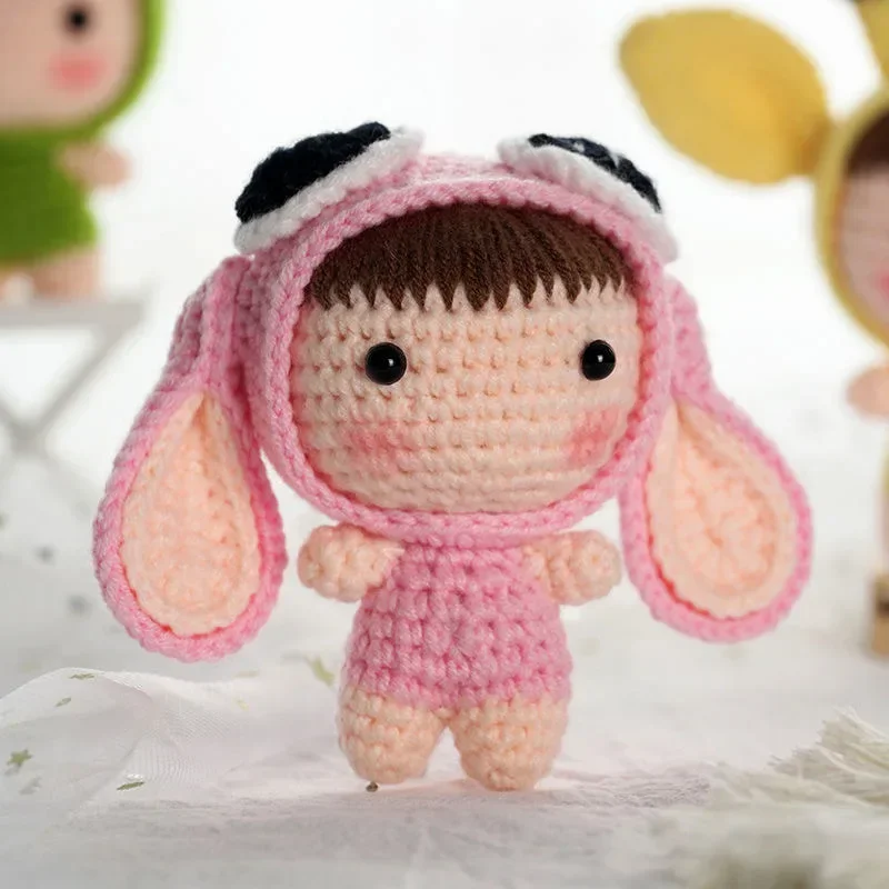 DIY Handmade Doll Crochet Wool Yarn Kit for Beginners Material Package Hand Knitting Kids Adults Braid Keychain Decoration Gift