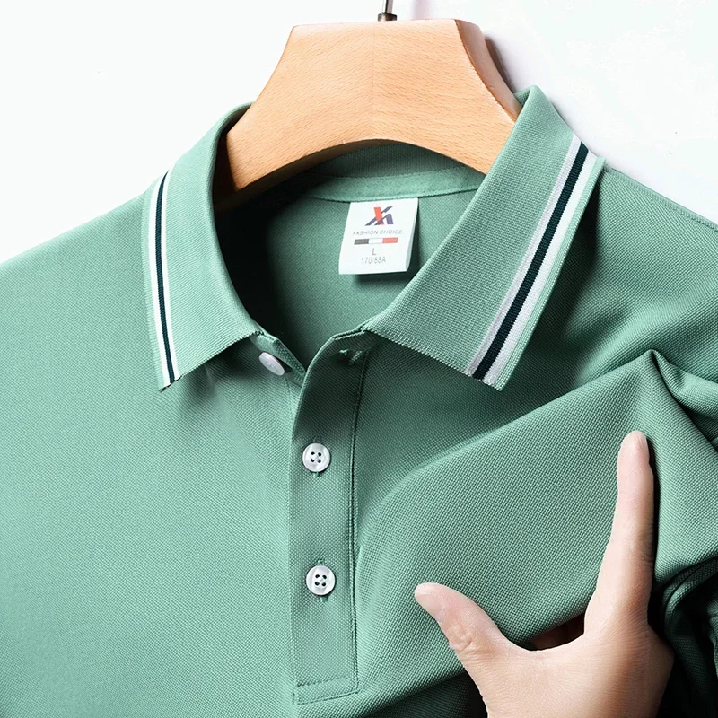 Summer New Style Short-sleeved Lapel Polo Shirt Pure Color Casual Self-cultivation Tide Brand