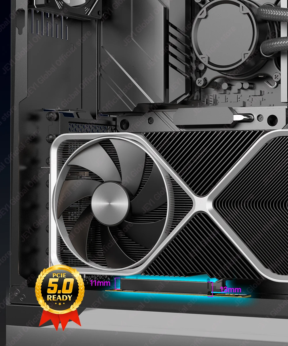 JEYI PCIe 5.0 Riser-Kabel, 64 GB/s Grafikkarten-Verlängerungskabel, kompatibel mit RTX5090, RTX4090, RX8900, RX7900, WRX80/WRX90E – Detail 9
